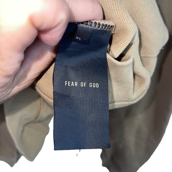 Fear of God Mens Hoodie Size XL Tan Fleece Pockets Pullover Pure Cotton USA - Picture 9 of 10